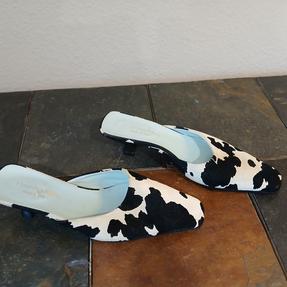Bloomingdale Women's Mules 4.5 Cow Print Italy - Picture 2 of 13